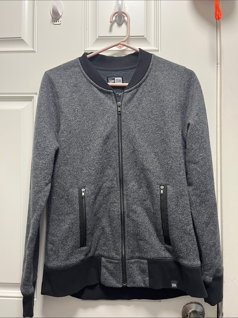 New Era Gray Women's Bomber Jacket with Zip Pockets